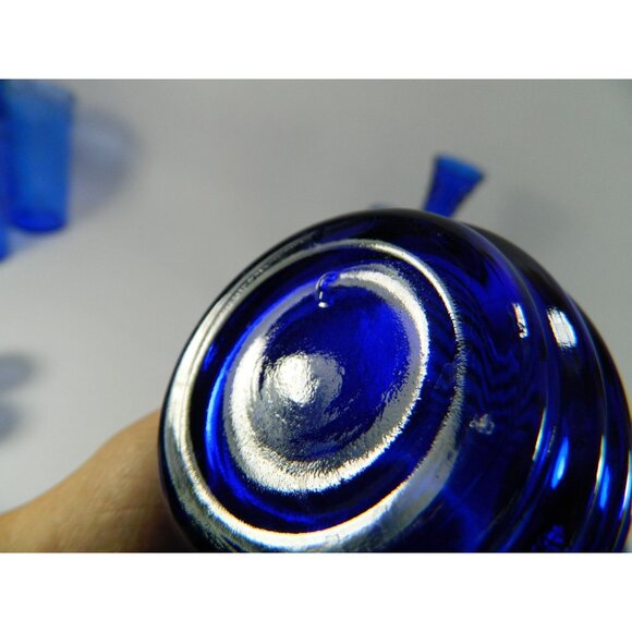 Cobalt Blue Ribbed Glass Vases Depression Glass Beehive Bud Vases Set Of 3 - Picture 9 of 13